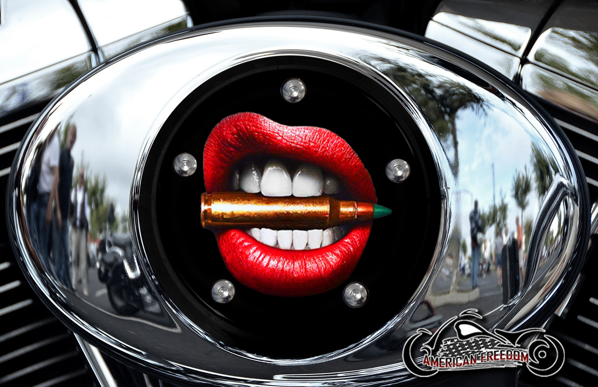 Harley Air Cleaner Cover - Red Lips Bullet